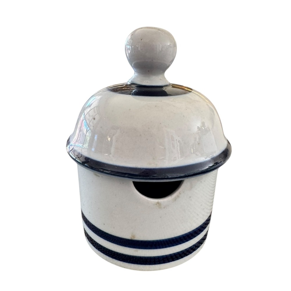 Dansk Blue Mist Lidded Jam Jelly Jar, Honey Pot Niels Refsgaard‎ Stoneware Japan